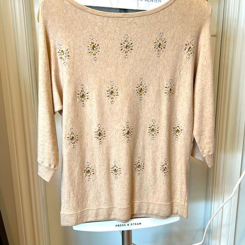 WHBM Tan Boatneck sweater